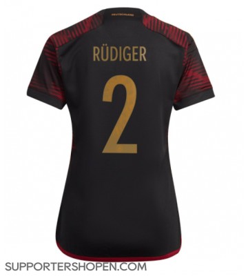 Tyskland Antonio Rudiger #2 Borta Matchtröja Dam VM 2022 Kortärmad